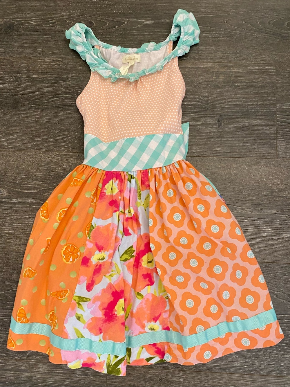Matilda Jane Orange and Aqua Patchwork summer Dress
